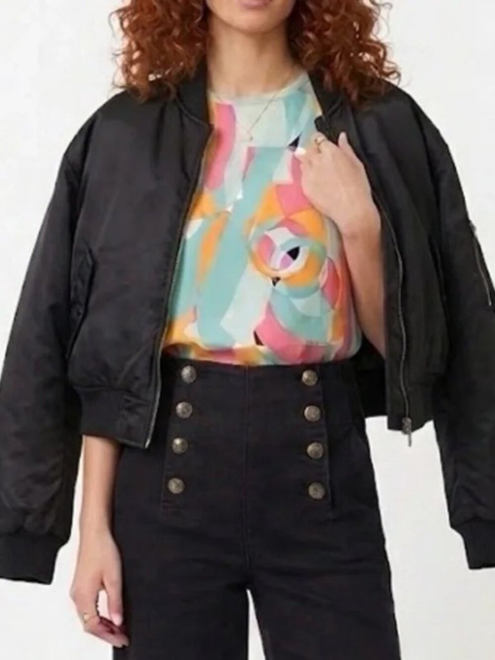 CELINE Paris Vintage 80s Abstract Geometric Print Top Size US2 / IT38